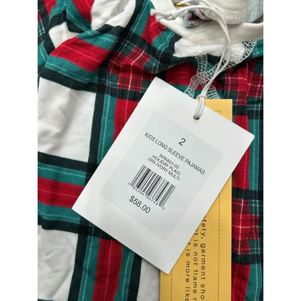 NWT Rachel Parcell Kids Green Red Plaid Long Sleeve Pajama Set Christmas Size 2